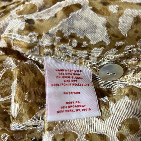 Ruby Rd Gold Button Down Shirt with Notched Collar and Cuffed Sleeves - Picture 6 of 7